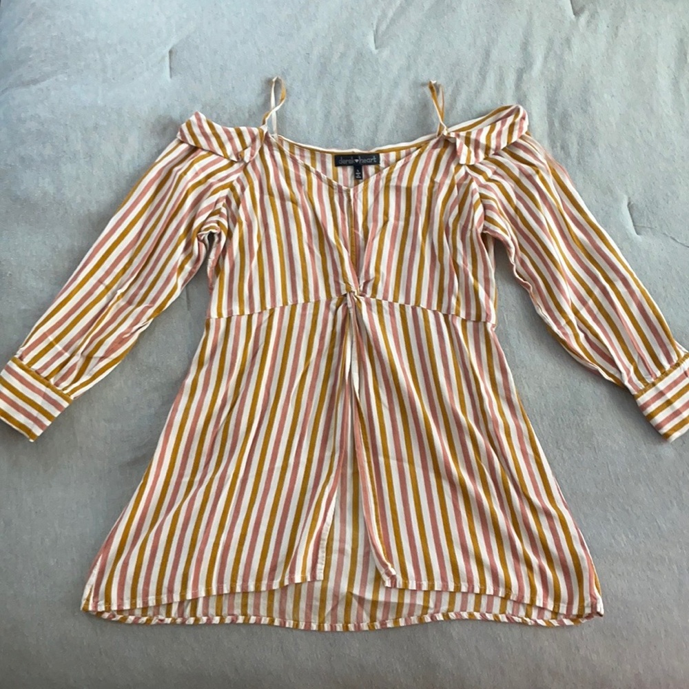 Pink/burnt Orange off the shoulder long sleeve top